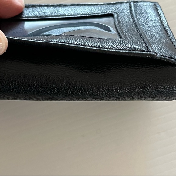 RARE Vintage Michael Kors Black Leather Silver Tone Mini Flap Wallet w/Key Ring - Picture 8 of 12